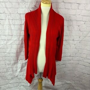 once again Red Open Front Women's Sweater cardigan sz L classic colorful